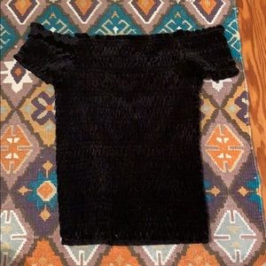 Off the shoulder black velvet top